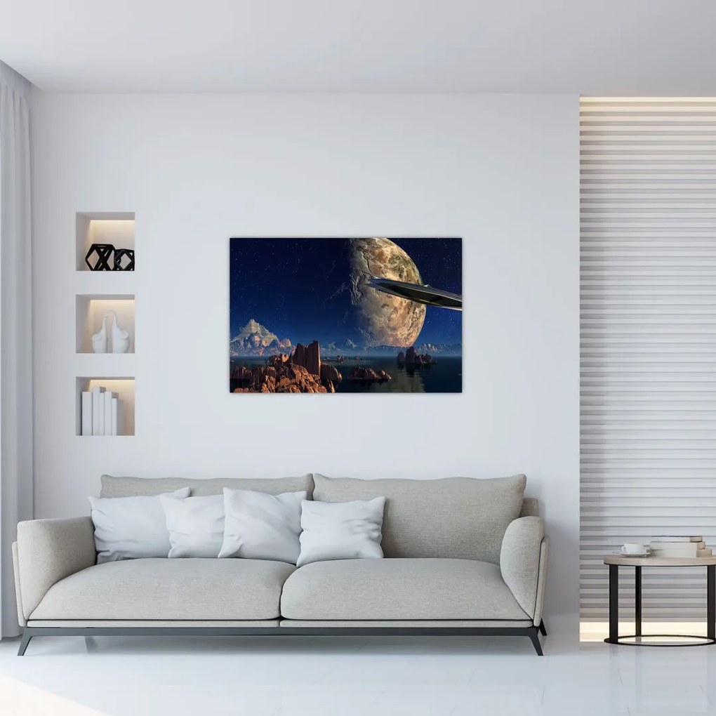 Tablou - Vizita extraterestrului (90x60 cm)