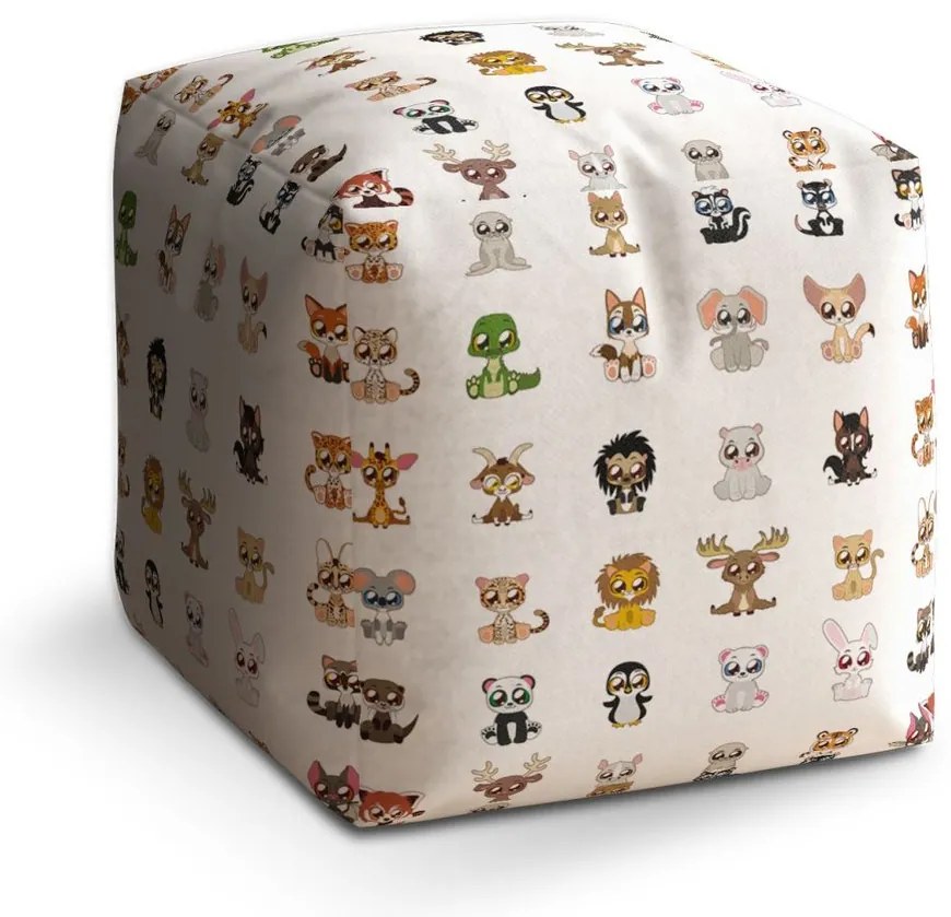 Taburet Cube animăluțe 4, alb