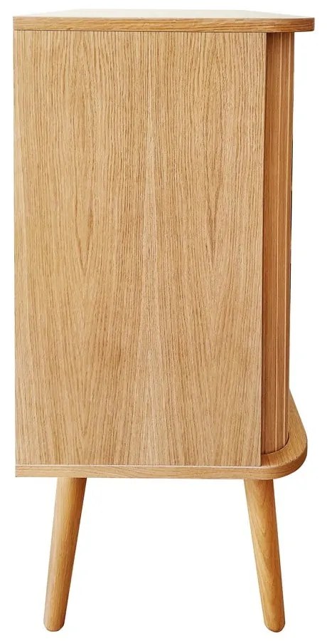 Comodă în culoare naturală înaltă cu aspect de lemn de stejar cu ușă glisantă 83x95 cm Rove – Woodman