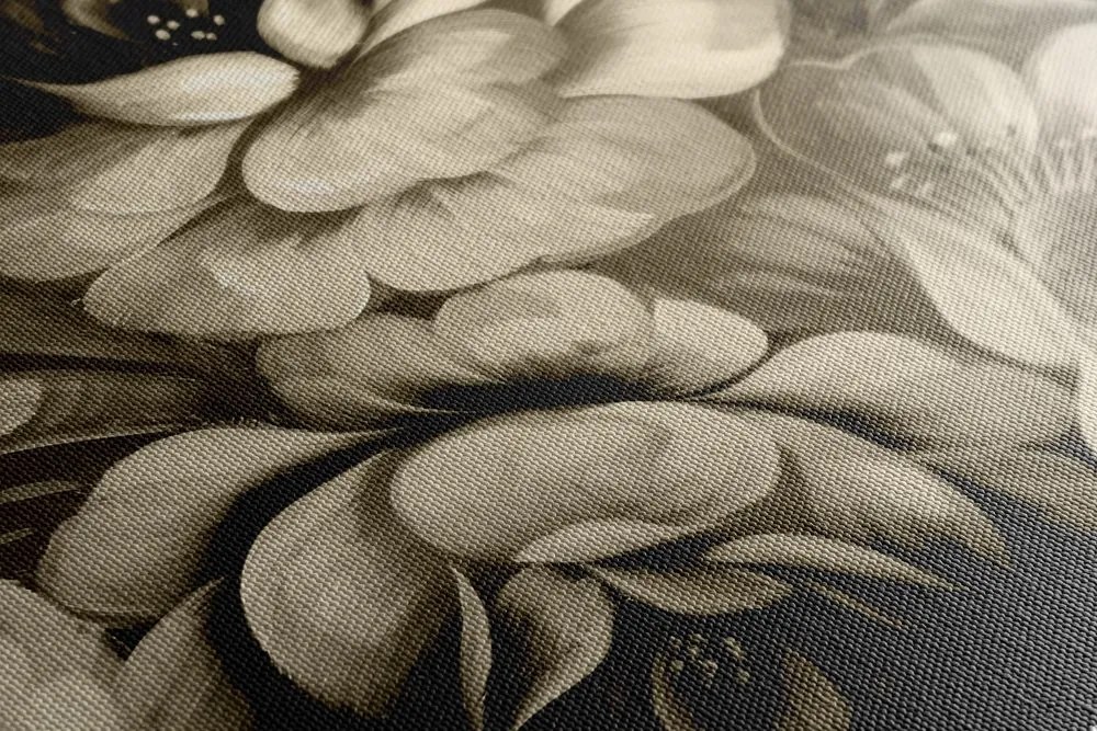 Tablou lumea impresionistă a florilor în design sepia