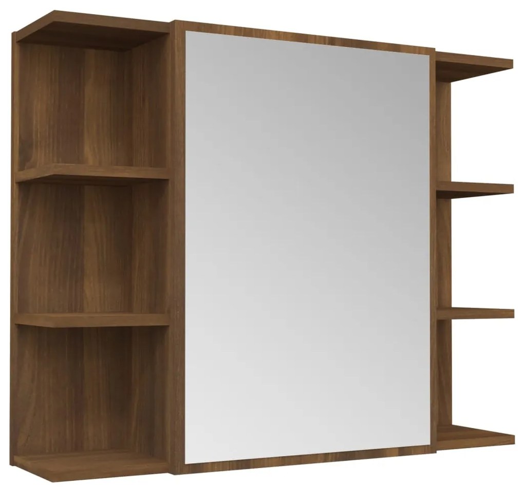 815524 vidaXL Dulap de baie cu oglindă stejar maro 80x20,5x64cm lemn compozit