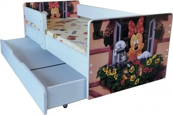 Pat junior Minnie Mouse ,saltea si husa impermeabila de protectie cadou