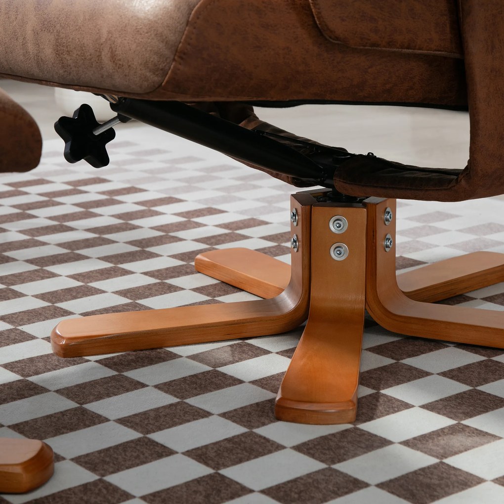 HOMCOM Fotoliu de Relaxare cu Taburet, Rotativ 360°, Înclinabil 135°, Husă Respirabilă, 78 x 82,5 x 109 cm, maro | Aosom Romania