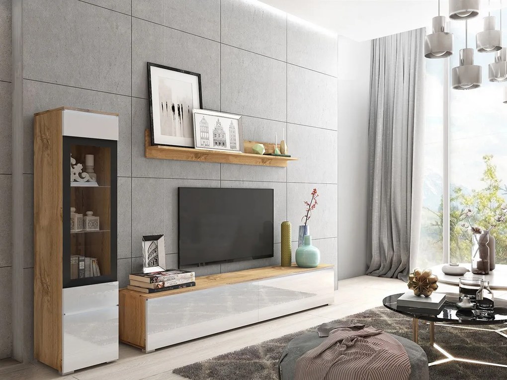 Mobilier living Selwyn I (wotan + Alb lucios ) (fără iluminat). 1054029