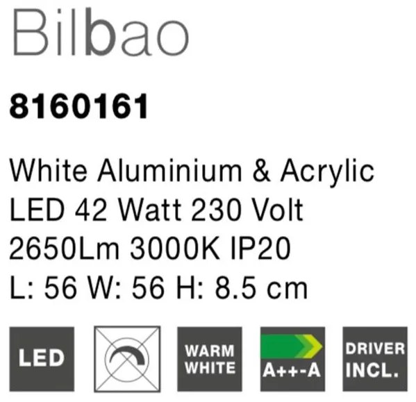 Lustra LED aplicata design modern geometric BILBAO 42W alba NVL-8160161