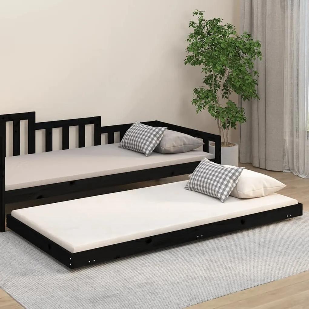 823503 vidaXL Cadru de pat, negru, 80x200 cm, lemn masiv de pin