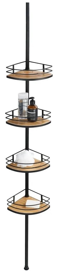Raft de colț telescopic de colț pentru baie negru mat din bambus Dolcedo – Wenko