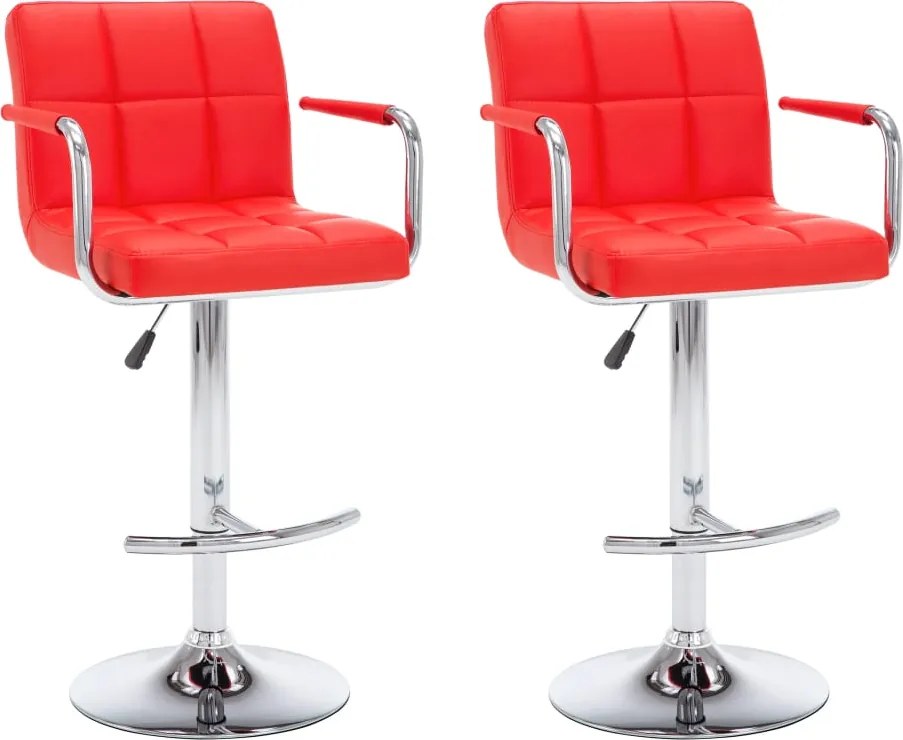 vidaXL Scaune de bar, 2 buc., roșu, piele ecologică