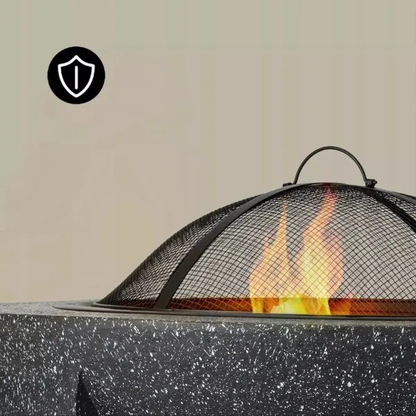 Focar portabil cu grătar, 79,5 x 38 cm, negru/granit închis