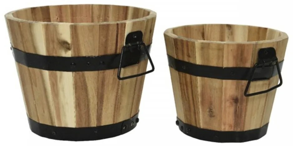 Set 2 ghivece Rustic, Decoris, salcam, natural