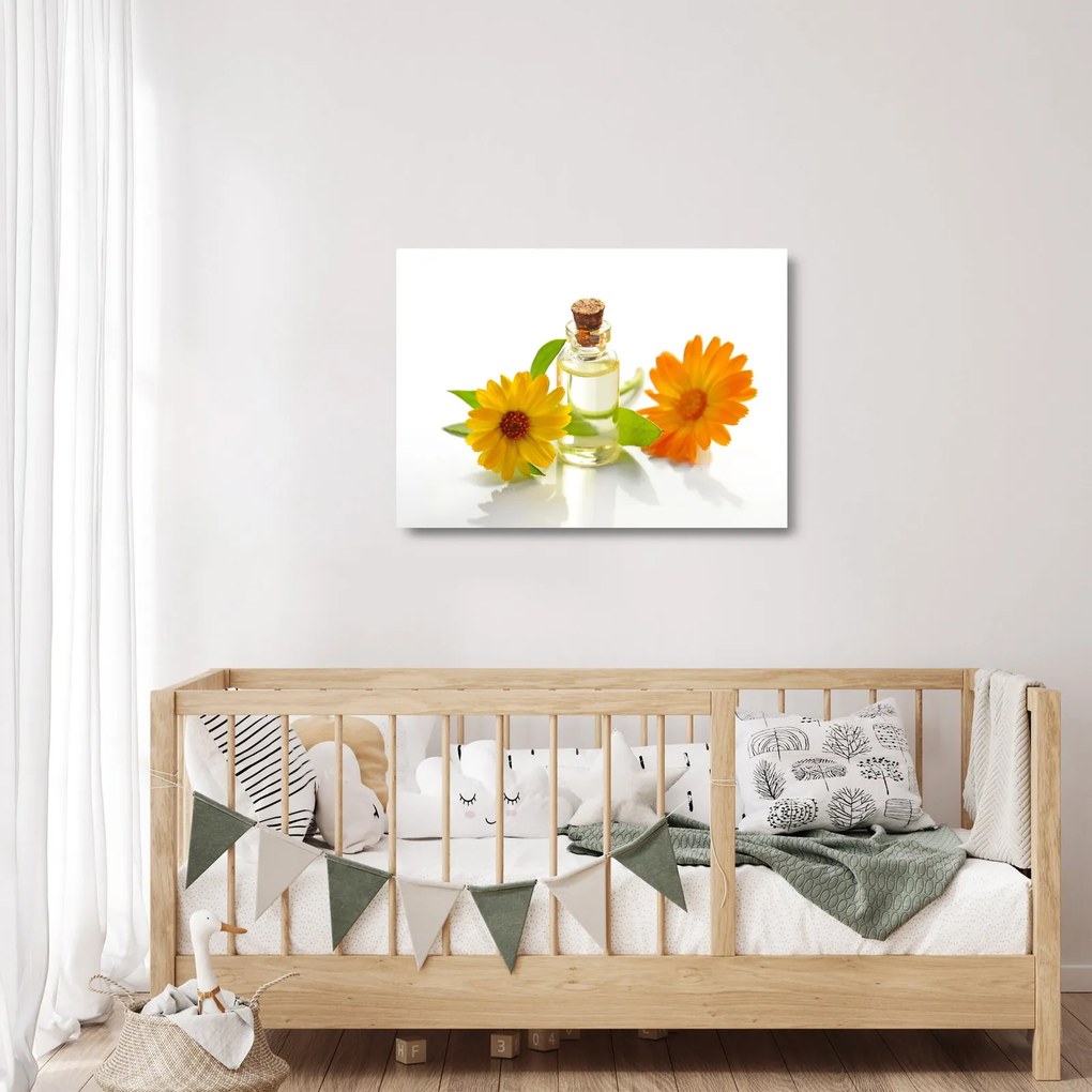 Tablou pe sticlă cu ulei de flori (70x50 cm)