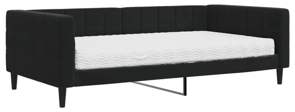 3196678 vidaXL Pat de zi cu saltea, negru, 100x200 cm, catifea