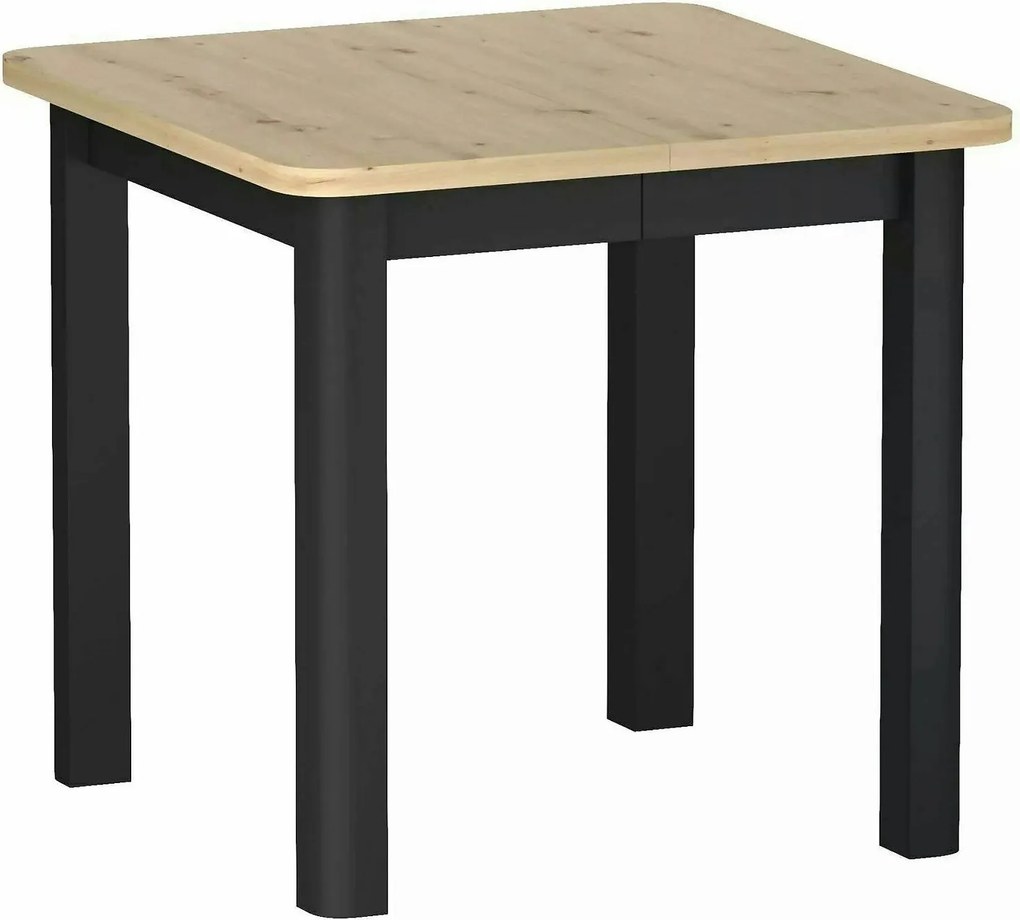 Masă extensibilă OSKAR, stejar artizanal/negru, PAL laminat/MDF, 80–20