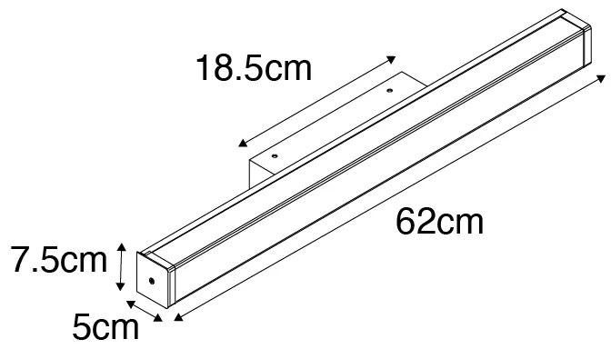 Aplică de perete pentru baie din alamă 62 cm inclusiv LED IP44 - Cascada