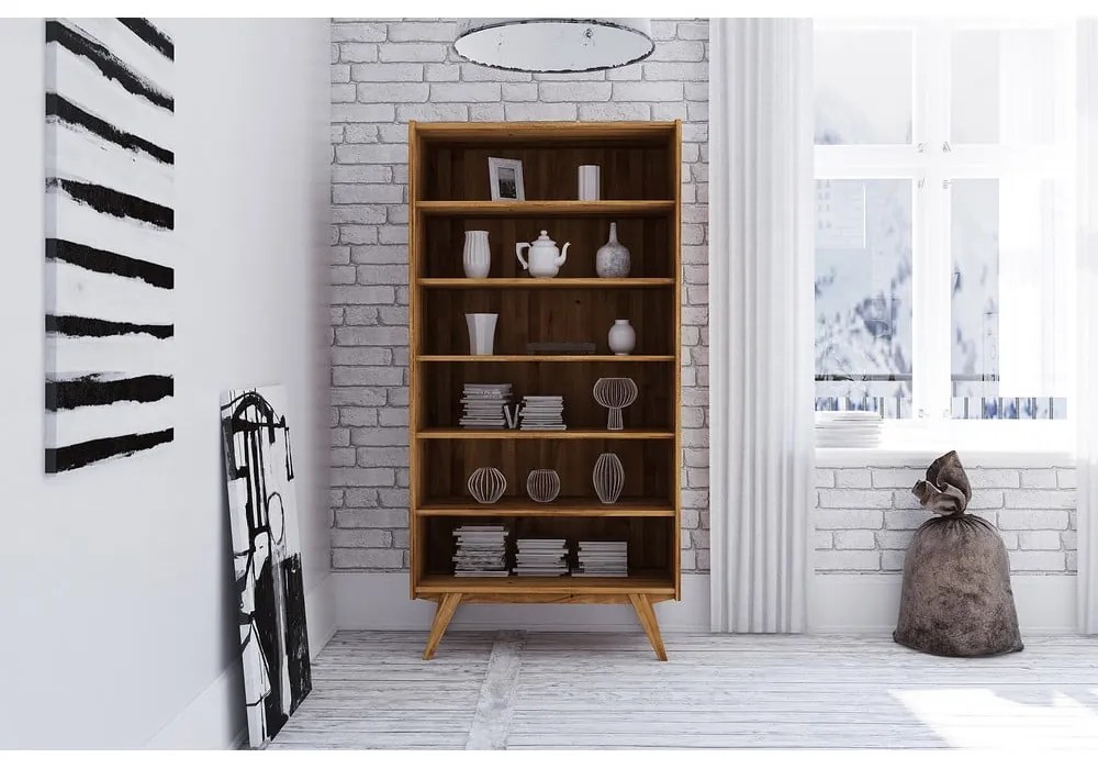 Bibliotecă din lemn de stejar 100x200 cm Retro - The Beds