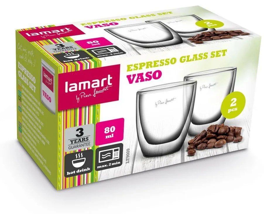 Lamart LT9009 set de pahare Espresso Vaso, 80 ml,2 buc