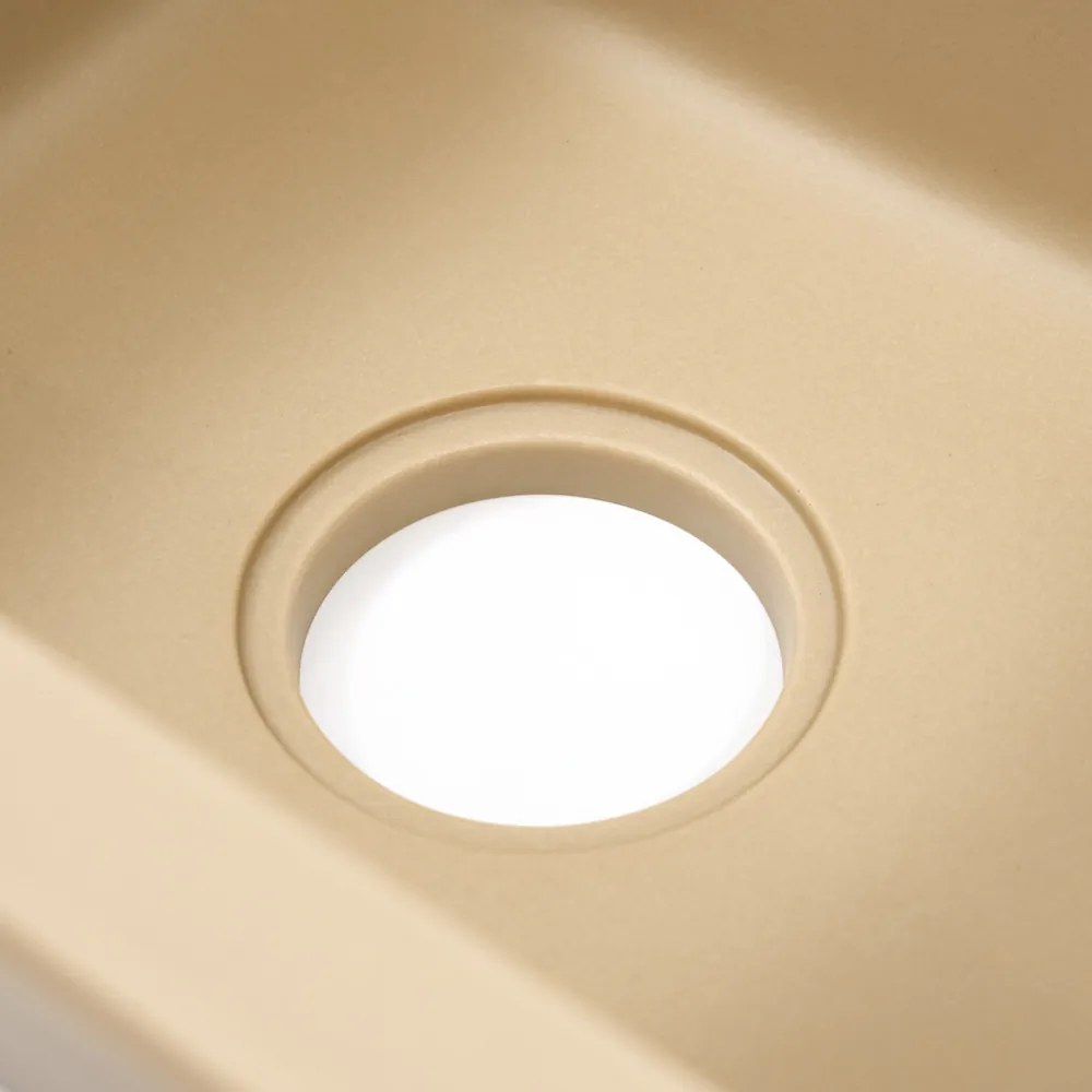 Chiuvetă pătrată Nia din granit, bej, cu o singură cuvă