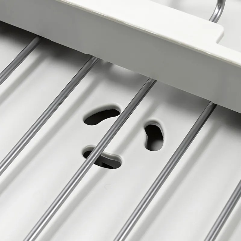 Uscator de vase Joseph Joseph Extend Steel Plus 6500041, Pana la 16 piese, Extensibil, Sine pentru pahare, Scurgere, Demontabil, Otel inoxidabil, Alb