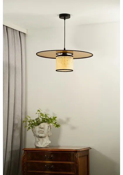 Lustră pe cablu TOKYO Duolla RATTAN 1xE27/15W/230V d. 50 cm auriu/ratan
