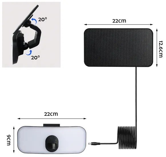 Aplică LED solară cu senzor Brilagi ROOF LED/13W/5V IP65