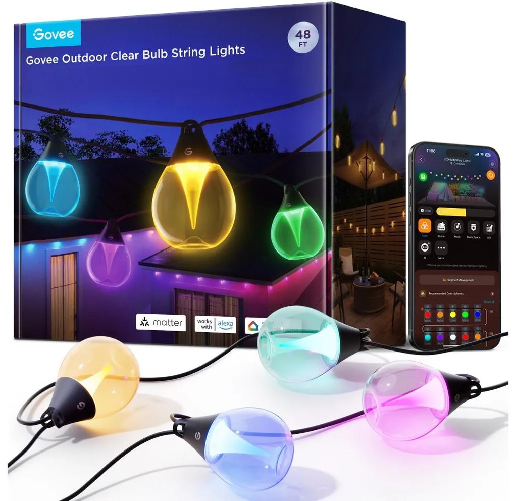 Instalație LED RGBICW decorativă dimabilă de exterior Govee LED/24W/230V IP67 2700-6500K Wi-Fi