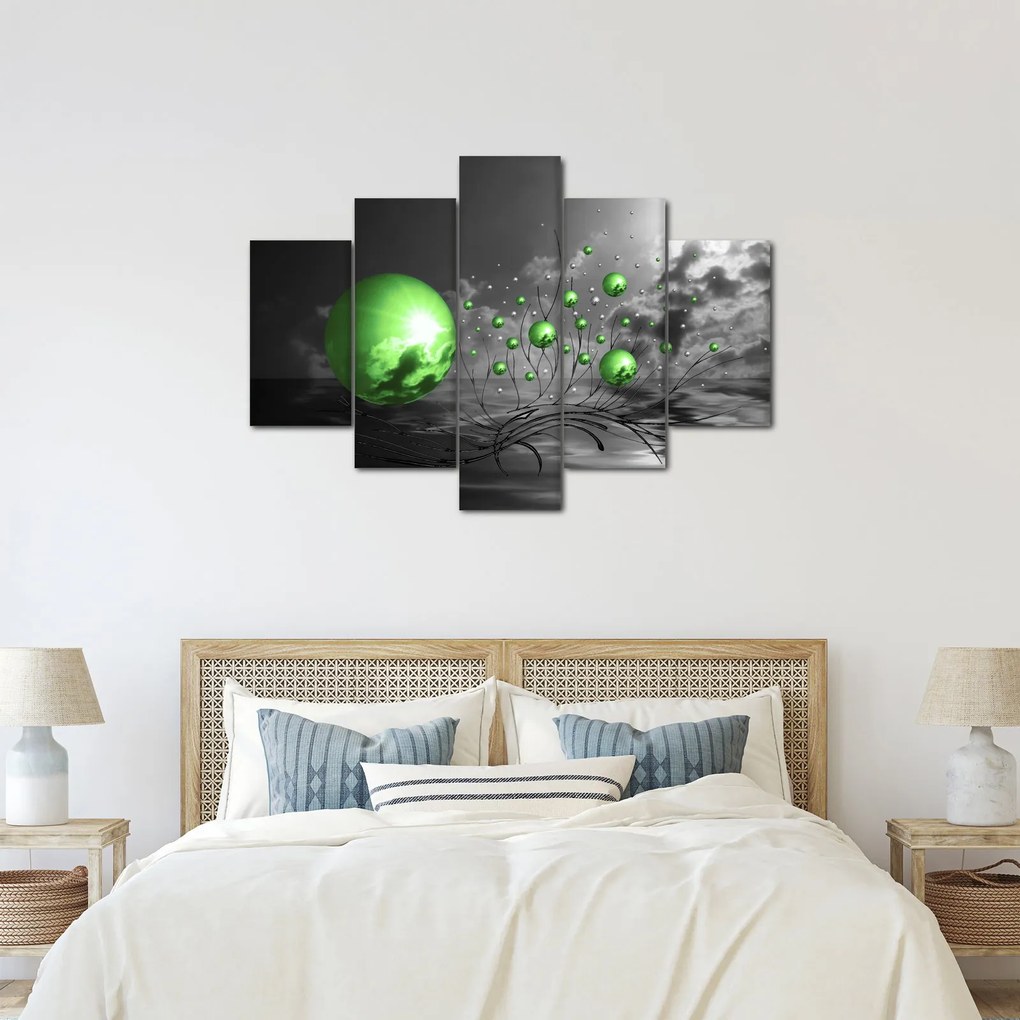 Tabloul bilelor verzi abstracte (150x105 cm)