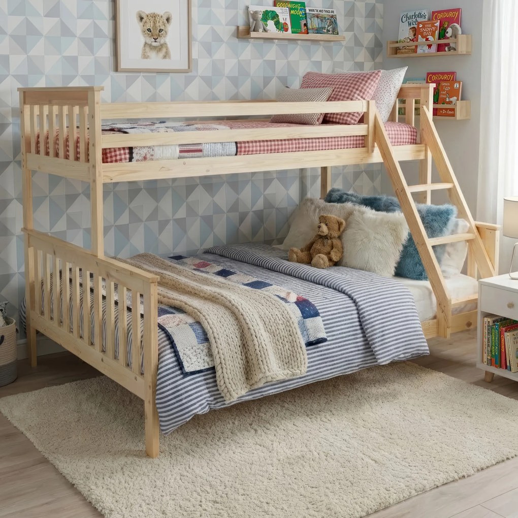 Patul supraetajat se poate descompune, pin natural, LUINI