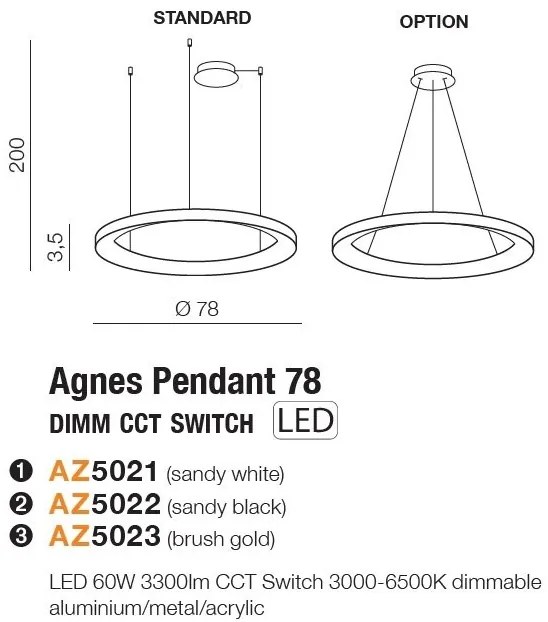 Lustra LED cu telecomanda design circular AGNES 78 DIMM CCT SWITCH GO
