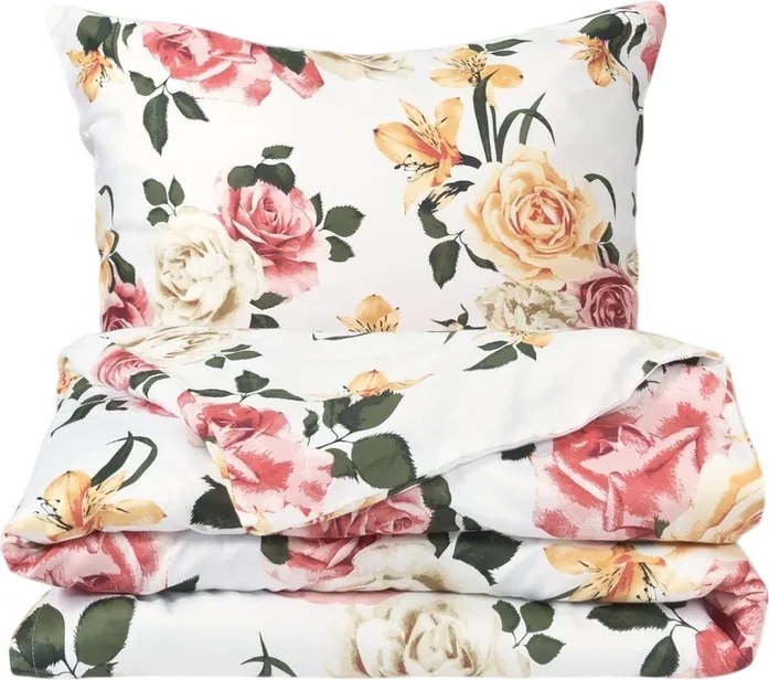 Lenjerie de pat Matex Satin Trandafiri cu crini , 140 x 200 cm, 70 x 90 cm