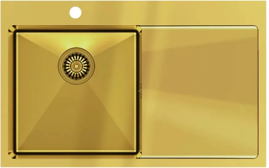 Chiuveta inox incastrata Quadron Unique Russel 111 finisaj auriu 78x48 cm