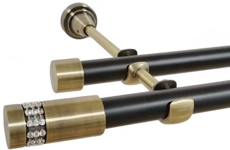 Galerie dubla fara inele duo XANTOS 19/19 mm negru aur antic (Alege marime: 160 cm)