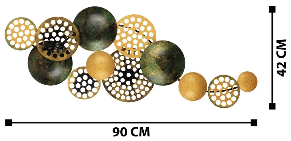 Decoratiune de perete Metal Bronte, Multicolor, 42x8x90 cm