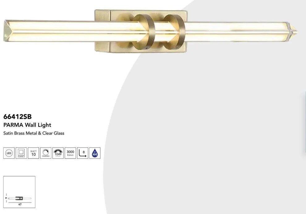 Aplica de perete baie cu protectie IP44 Parma LED