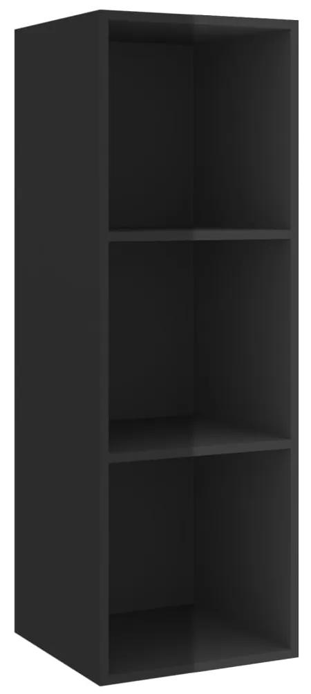 Set de dulapuri TV, 2 piese, negru extralucios, PAL 1, negru foarte lucios