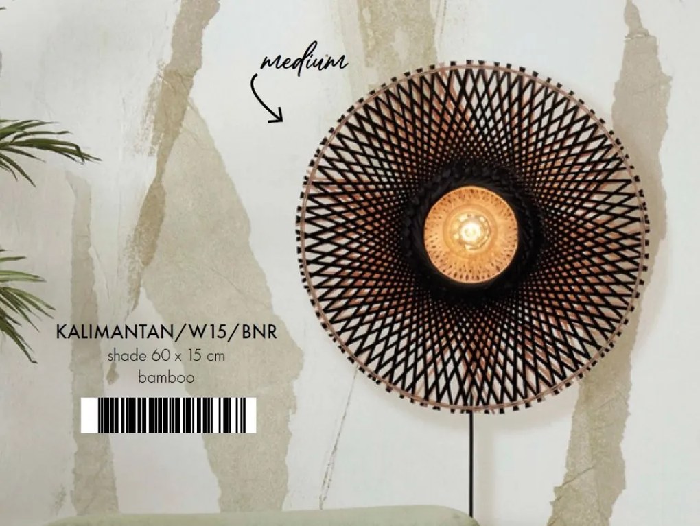 Aplica de perete eco din bambus Kalimantan 60cm nat/bl