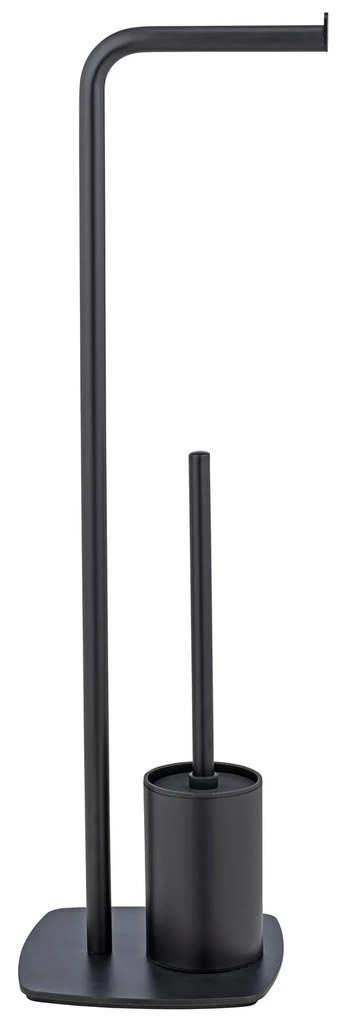 Perie toaleta cu suport hartie igienica, negru, IRIA, WENKO
