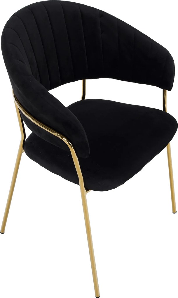 Scaun de sufragerie de design, material Velvet negru/gold crom auriu, DASMIN TIP 1