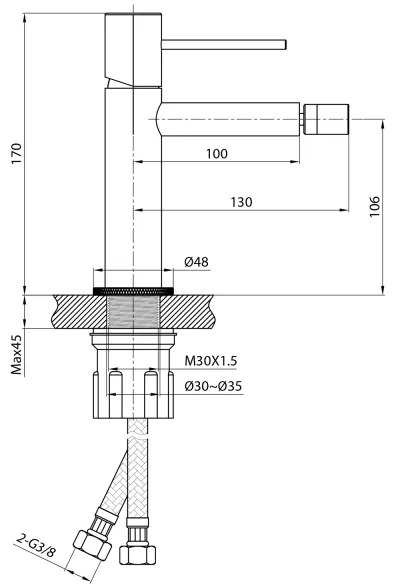 Sapho SOLARIS - Baterie pentru bideu, crom lucios