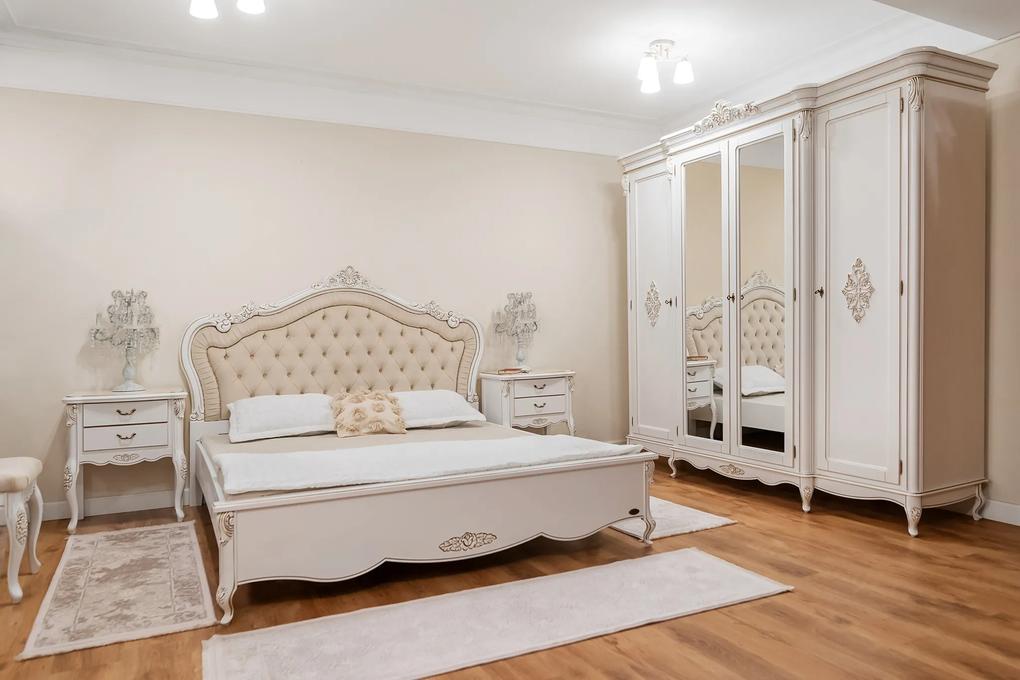 Dormitor Roberta Lemn Masiv, Alb/Auriu