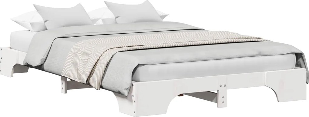 vidaXL Cadru de pat Alb 120 x 200 cm Lemn de pin masiv