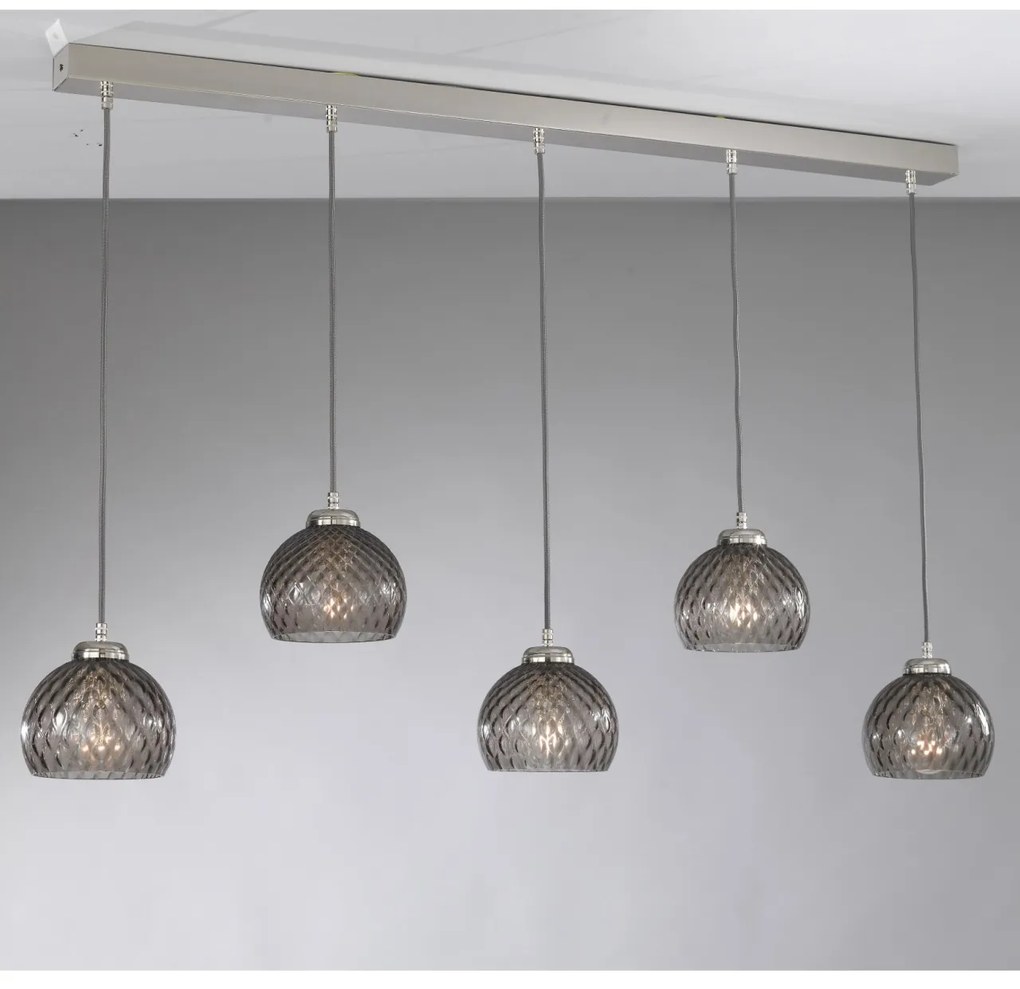 Lustra moderna cu 5 pendule design italian 10003 fumuriu