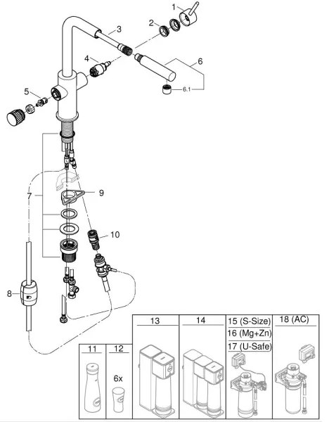 GROHE 30601DC0 - Baterie pentru chiuvetă BLUE PURE cu pipa extractibilă, finisaj inox