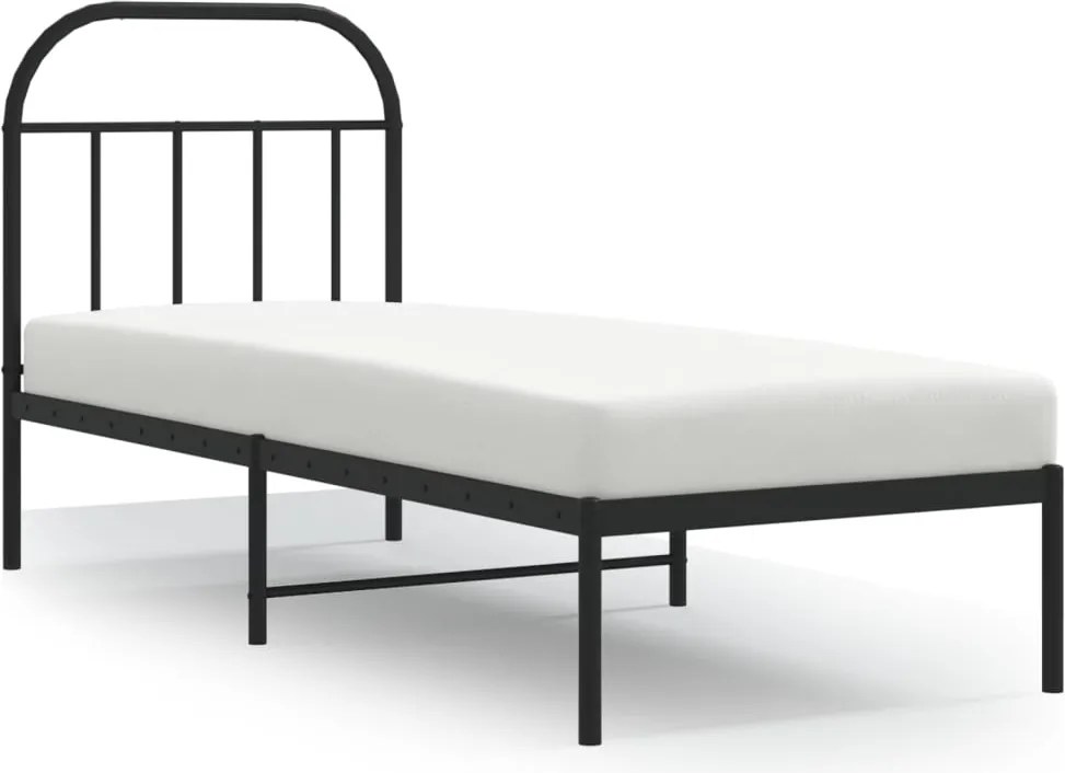 vidaXL Cadru de pat metalic cu tăblie, negru, 75x190 cm