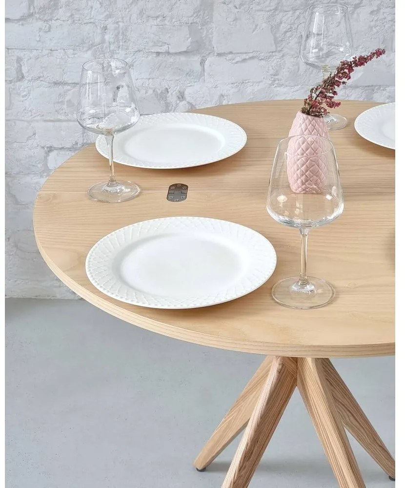 Masă de dining rotundă extensibilă cu blat cu aspect de lemn de frasin 45x90 cm Jubi – Ragaba