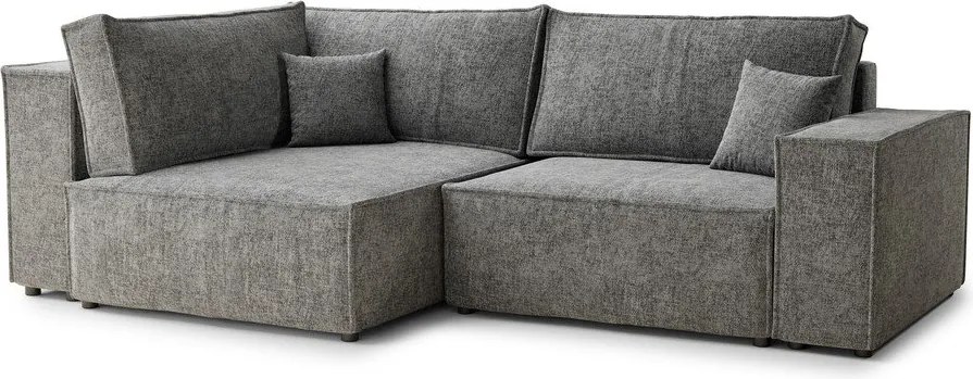 Colțar gri extensibil/cu spațiu de depozitare cu tapițerie din chenille (cu colț pe partea stângă/în formă de ”L”) Tonga – Maison de Rêve