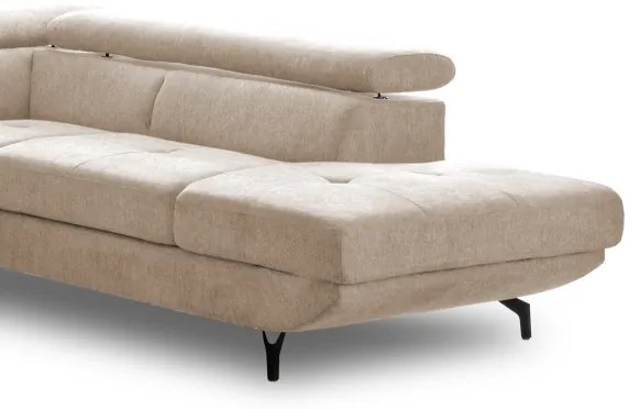 Canapea colțar extensibilă cu spațiu depozitare, model BRESCIA, pe dreapta, bej