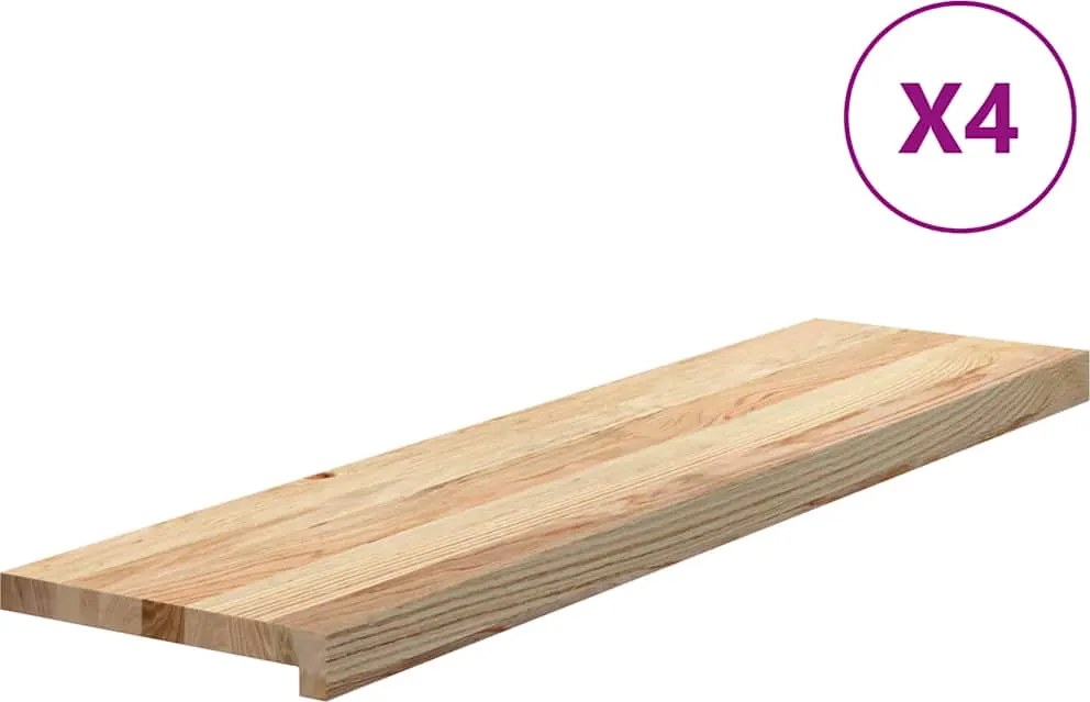 vidaXL Trepte scari 4 buc Stejar masiv netratat 100x30x2 cm