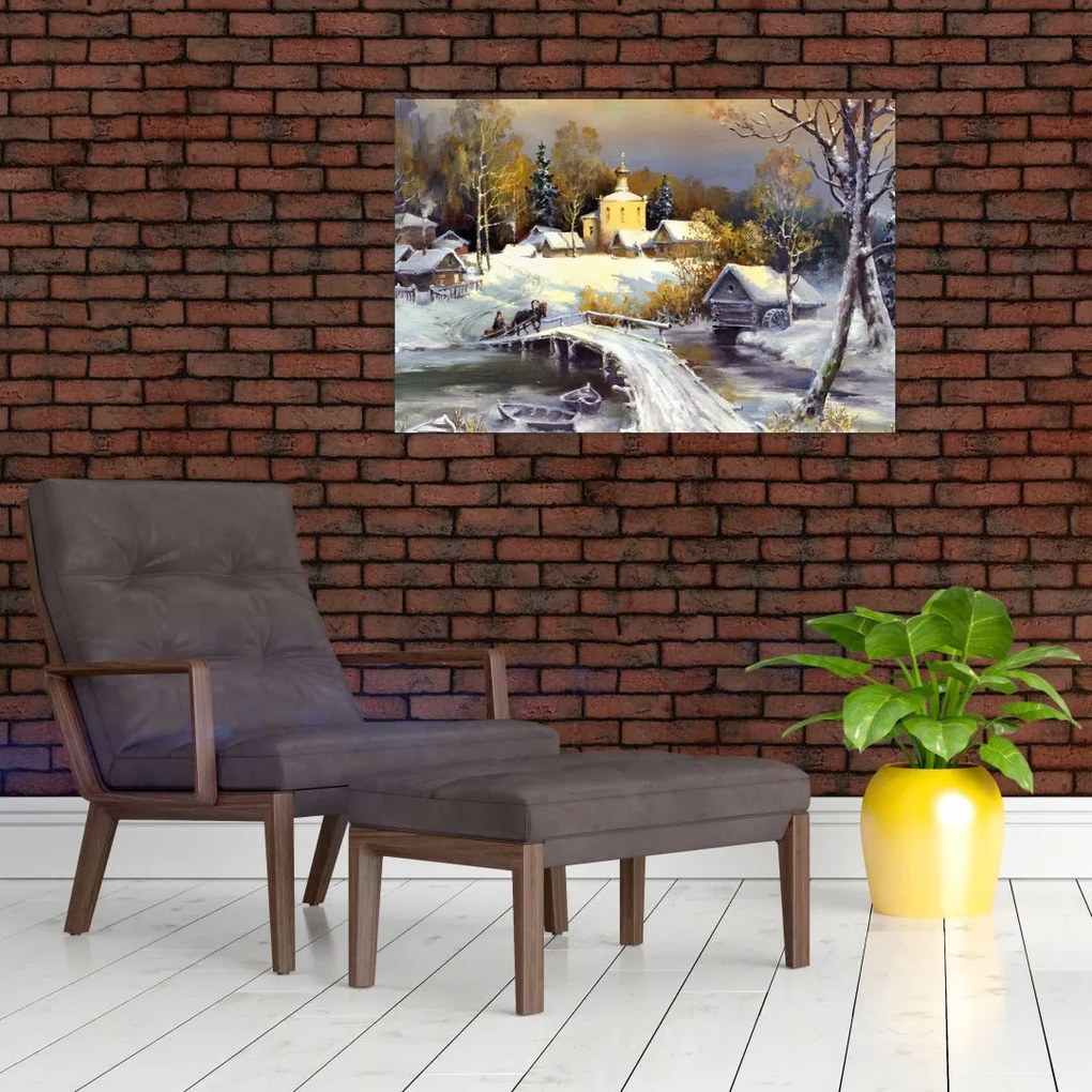 Tablou - Orășel iarna (90x60 cm)