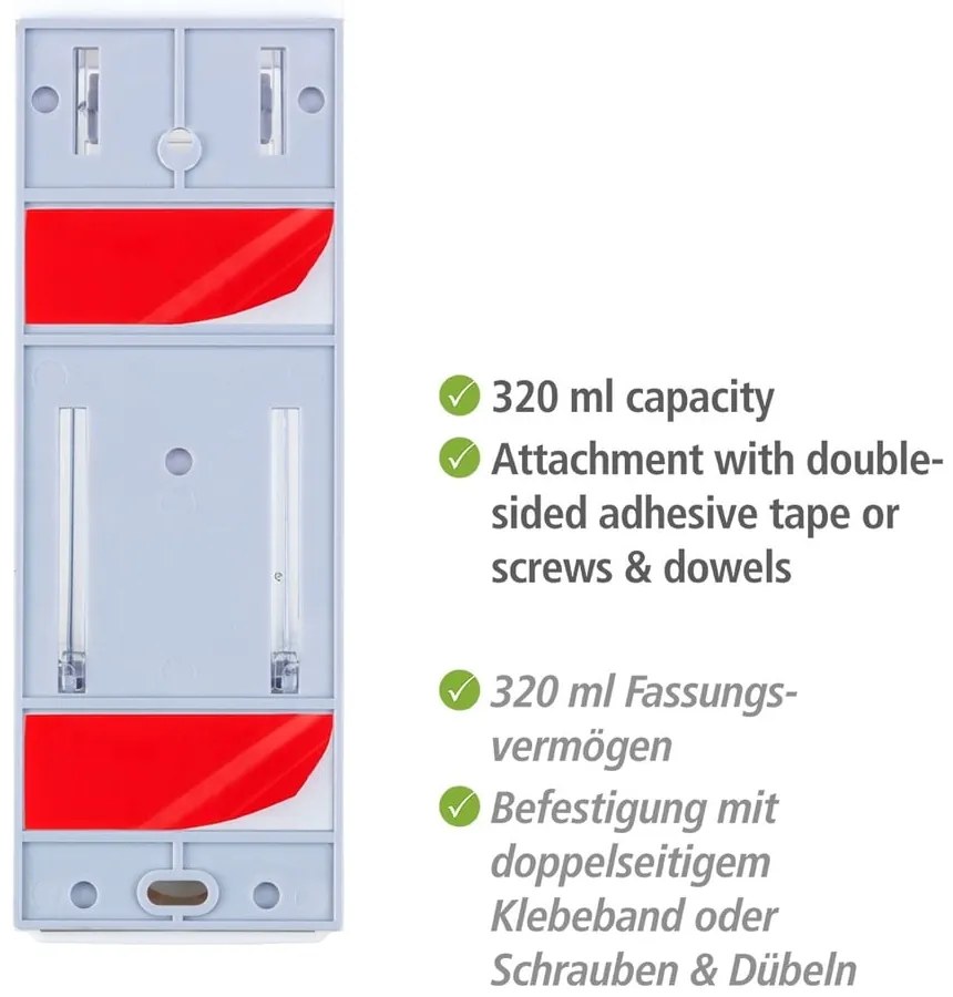 Dozator de săpun lichid alb de montat pe perete din plastic 320 ml Istres – Wenko