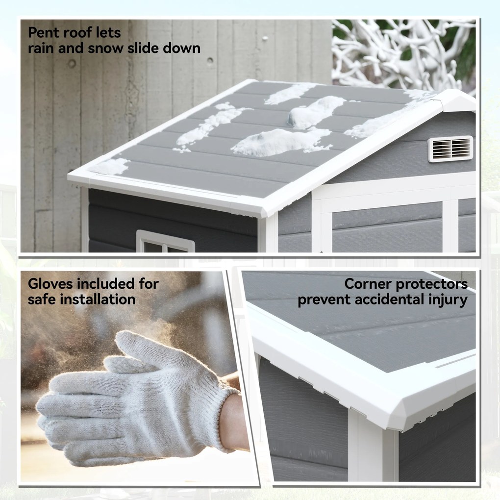 Outsunny Magazie Metalica pentru Gradina Gri Spatiu Depozitare Exterior | Aosom Romania